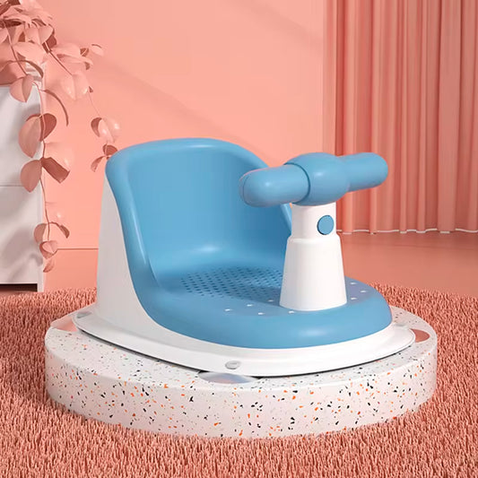 Soporte asiento de ducha para bebé. con manubrio y ventosas antideslizantes Azul