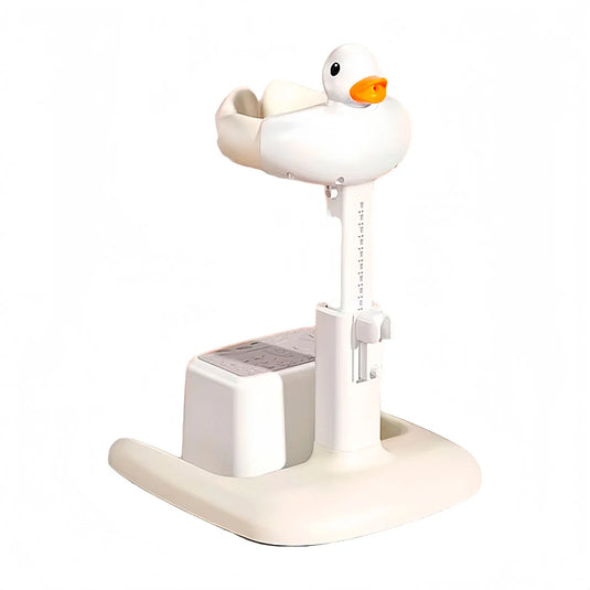 Soporte de ducha con diseño de patito para bebé, con base antideslizante, soporte de pie para bebé, ergonómico, de altura ajustable