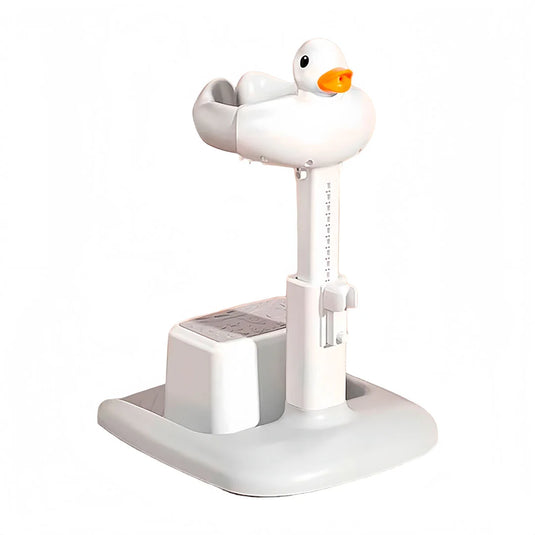 Soporte de ducha con diseño de patito para bebé, con base antideslizante, soporte de pie para bebé, ergonómico, de altura ajustable