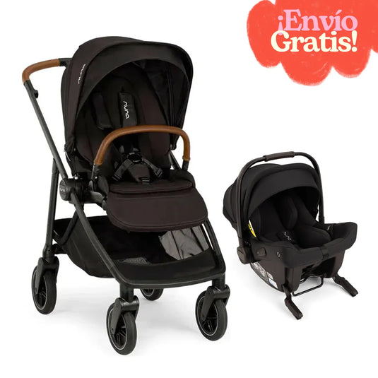 Coche SWIV™ con sistema de rotación 360° y plegado compacto + PIPA™ Urbn, cinturón de seguridad con hebilla magnética, múltiples posiciones de reclinado, fácil de plegar, manillar ajustable en altura de piel ecológica - Nuna