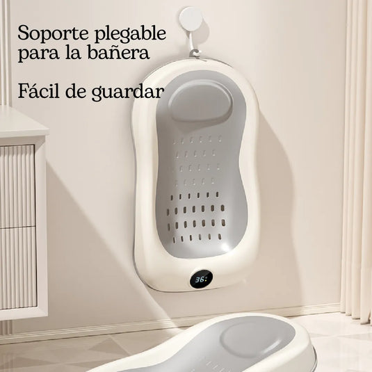Soporte de baño antideslizante para bebé, plegable, con respaldo ergonómico
