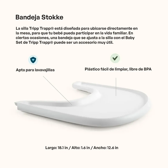 Silla alta Tripp Trapp2 Natural con cojín Antracita y bandeja Blanca, ajustable y ergonómica, para niños de 6 meses a 3 años - Stokke