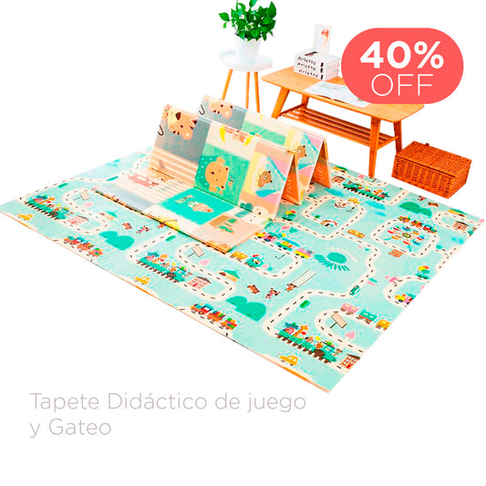 Tapete didáctico de gateo, tapete de juego plegable de espuma, portátil