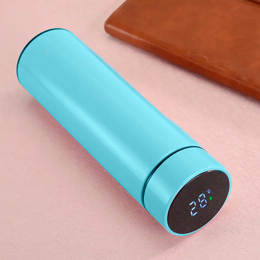 Botella térmica de 500ml, con asilamiento térmico, lector de temperatura y pantalla LED Azul