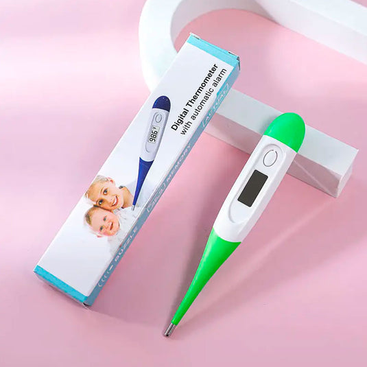 Termómetro digital con pantalla LCD, punta en silicona, diseño portátil, con pitido, apagado automático para larga duración de batería