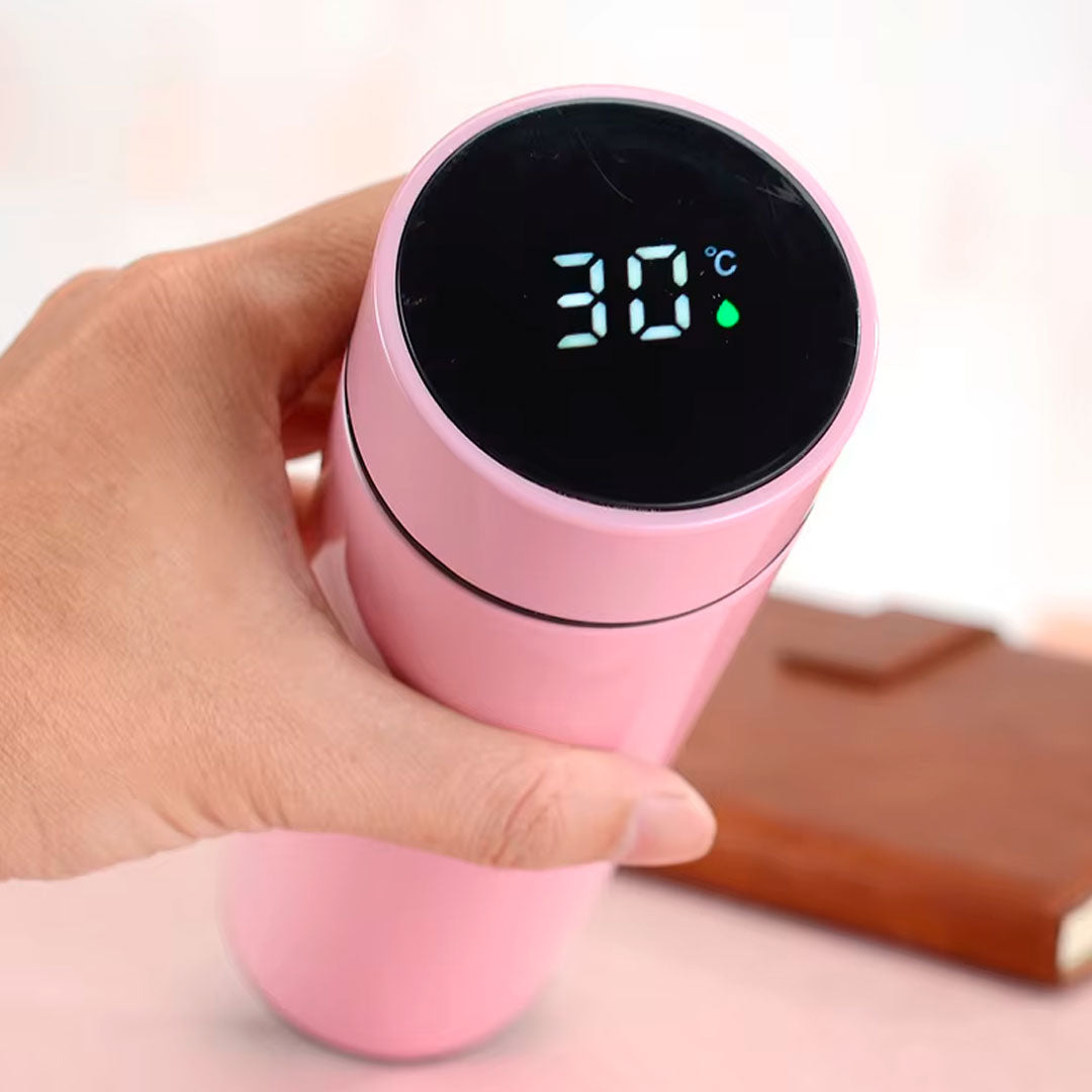 Termo de 500ml con sensor de temperatura LED, hecha en acero inoxidable, conserva el calor o el frio de la bebida, con medidor de temperatura con un toque