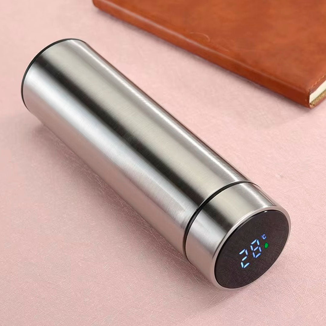 Termo de 500ml con sensor de temperatura LED, hecha en acero inoxidable, conserva el calor o el frio de la bebida, con medidor de temperatura con un toque