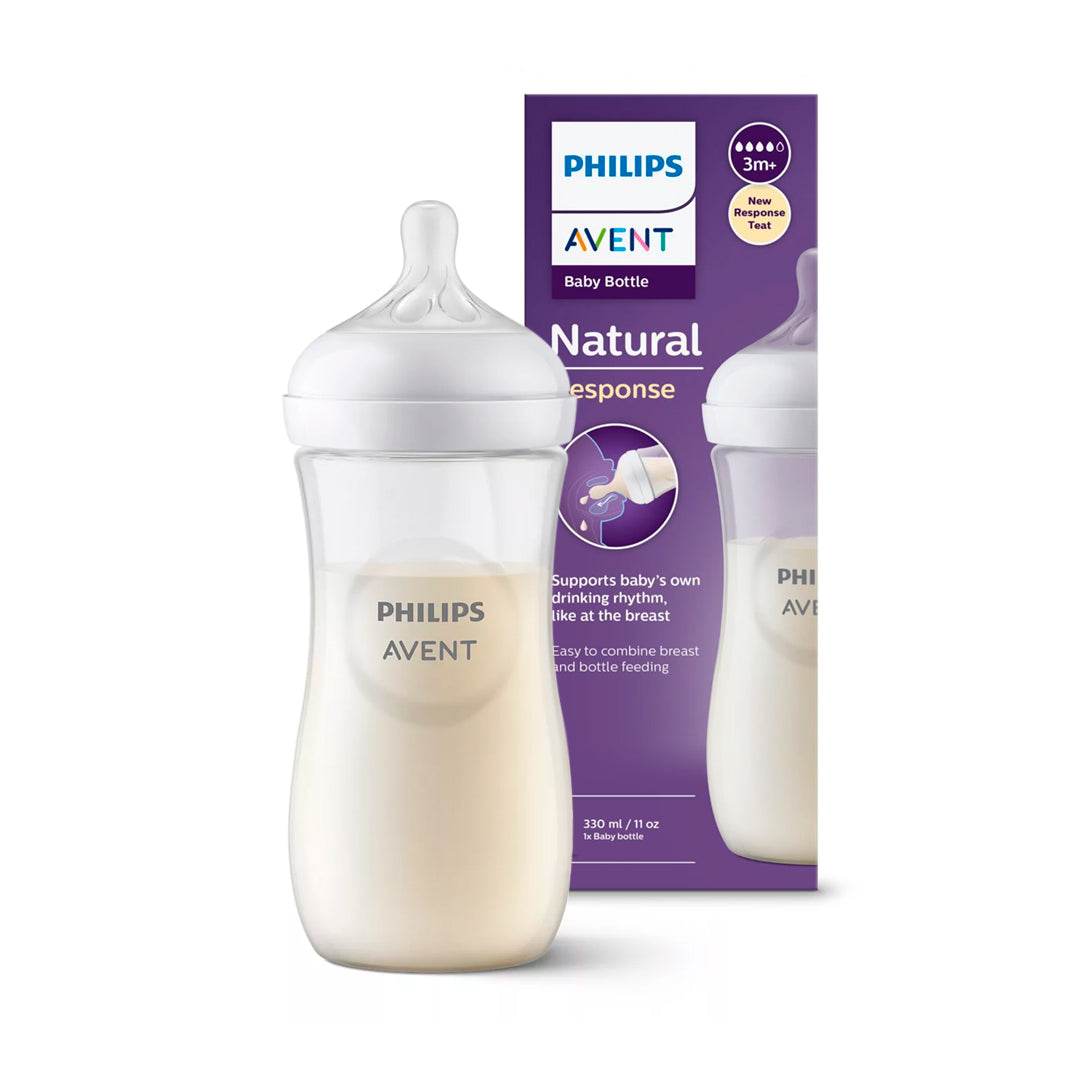 Tetero 11oz, válvula anticólicos, diseño antigoteo - Philips Avent Natural Response