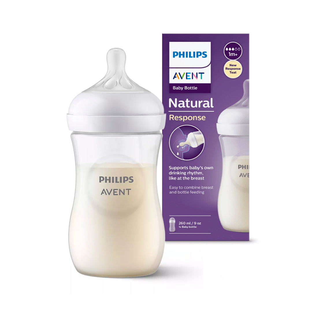 Tetero 9oz, válvula anticólicos, diseño antigoteo - Philips Avent Natural Response