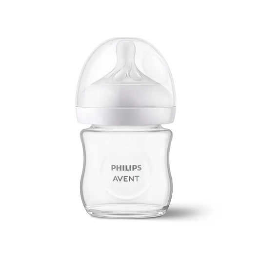 Tetero 4oz de cristal, con válvula anticólicos, resistente al calor - Philips Avent Natural Response Pure Glass