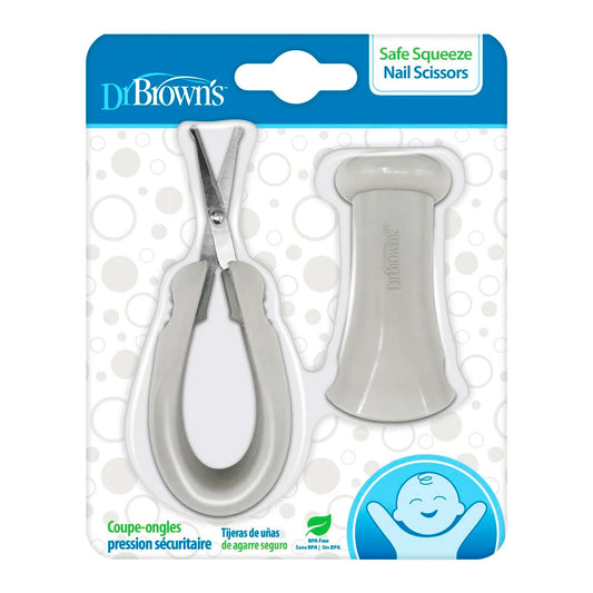 Tijeras con punta redondeada para manicura del bebé, mango en silicona 100% libre de BPA, hojas curvas, fácil agarre antideslizante, hechas en material de alta calidad - Dr Brown's