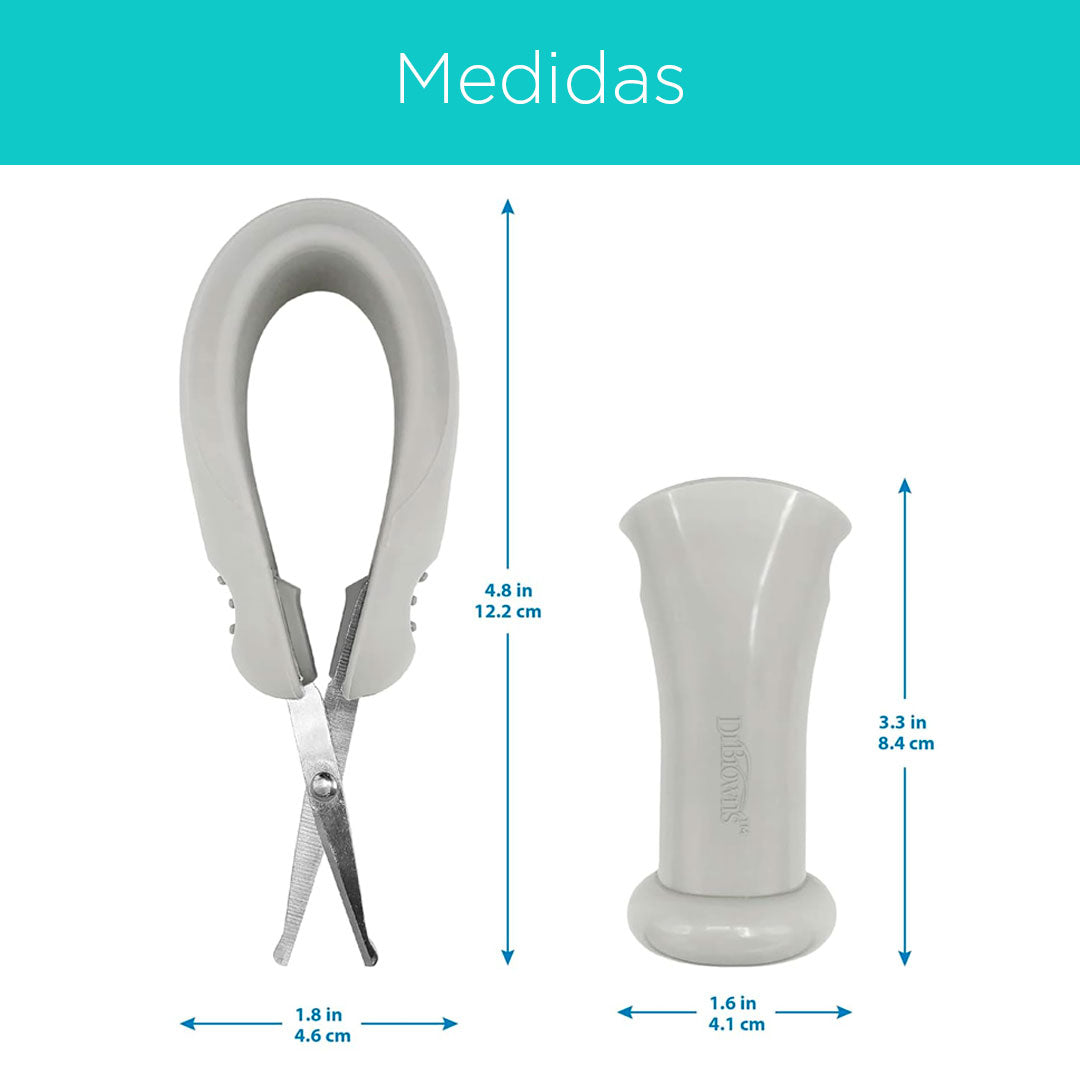 Tijeras con punta redondeada para manicura del bebé, mango en silicona 100% libre de BPA, hojas curvas, fácil agarre antideslizante, hechas en material de alta calidad - Dr Brown's