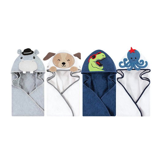 Toalla unisex para bebé, con capucha y diseños de animales, 100% algodón - Hudson Baby