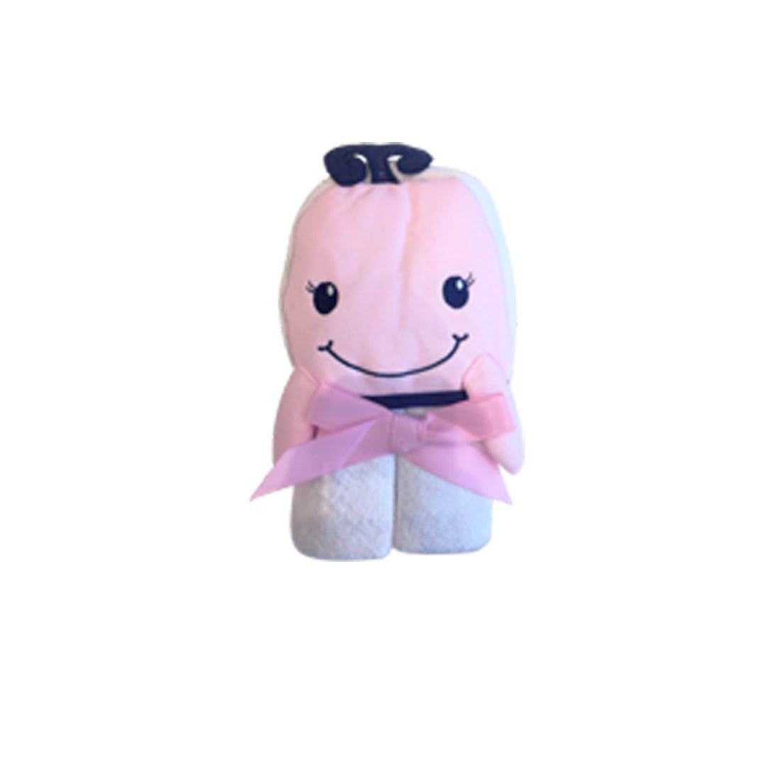 Toalla con capuche para bebé, 100% algodón y diseño de animales - Hooded Towel Ballena Rosa