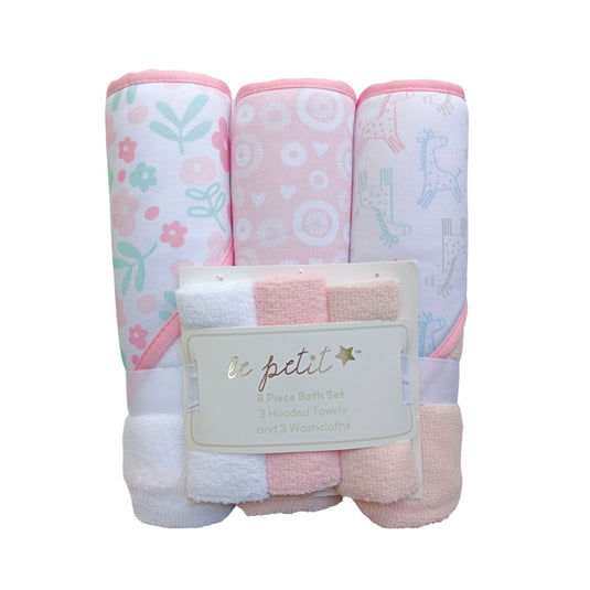Set de 6 piezas con 3 toallas capucha y 3 babitas, para bebé recién nacido, diseños a juego adorables para tu bebé