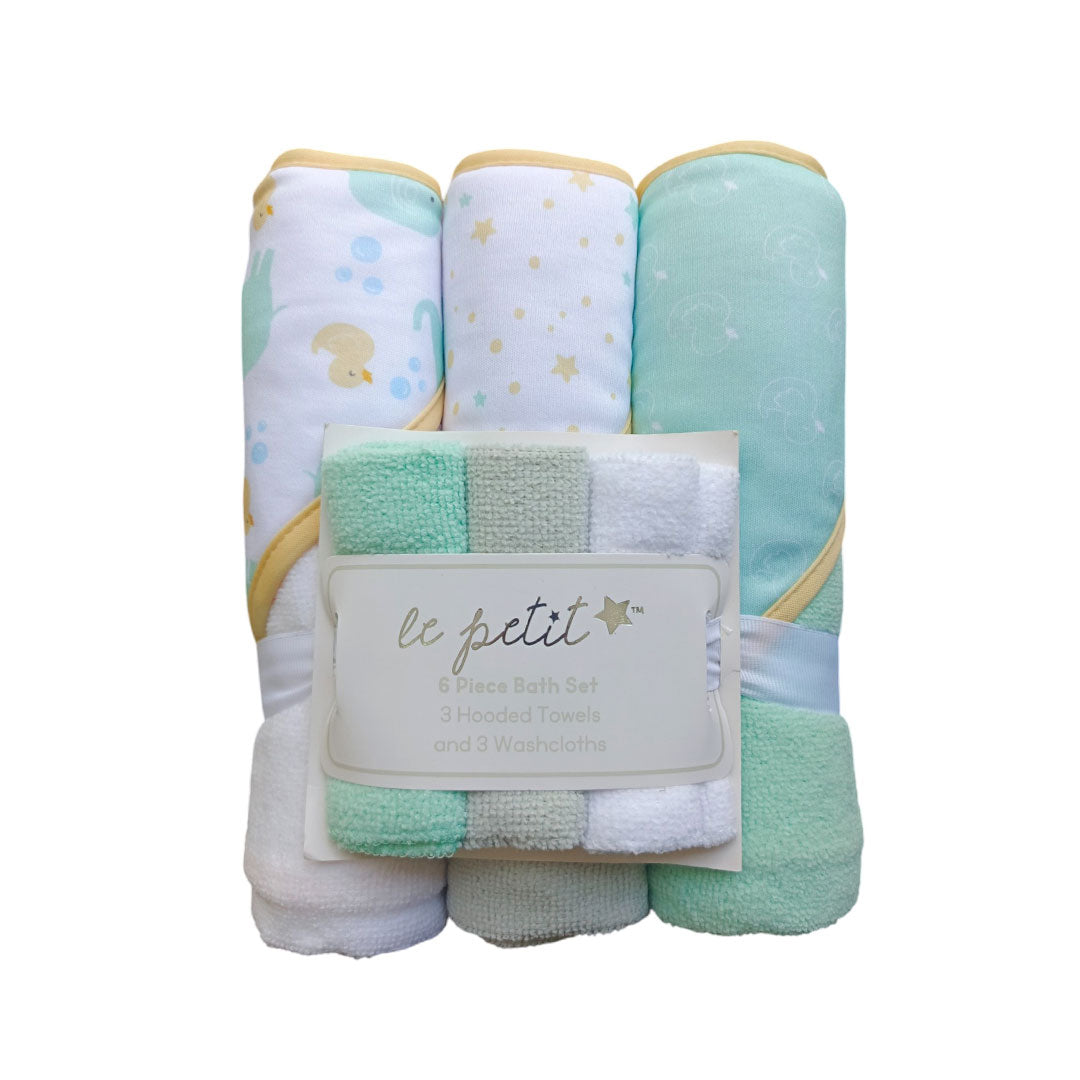Set de 6 piezas con 3 toallas capucha y 3 babitas, para bebé recién nacido, diseños a juego adorables para tu bebé
