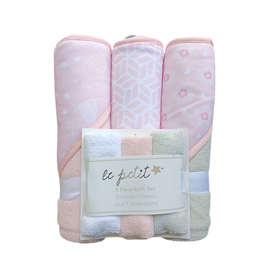 Set de 6 piezas con 3 toallas capucha y 3 babitas, para bebé recién nacido, diseños a juego adorables para tu bebé