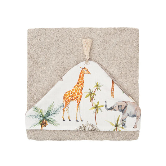 Toalla con capucha en cajita de regalo para bebé, adorables diseños bordados en la capucha, toalla de gran capacidad de absorción, hecha en material de textura suave al tacto con la piel - Bimbidreams