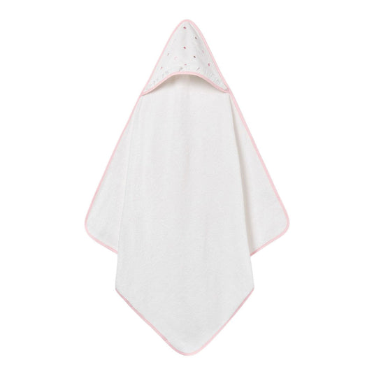 Toalla con capucha con borde rosa para bebé, tipo capa de diseño envolvente con la que podrás secar y abrigar a tu bebé después del baño, hecha 100% en algodón - Mayoral