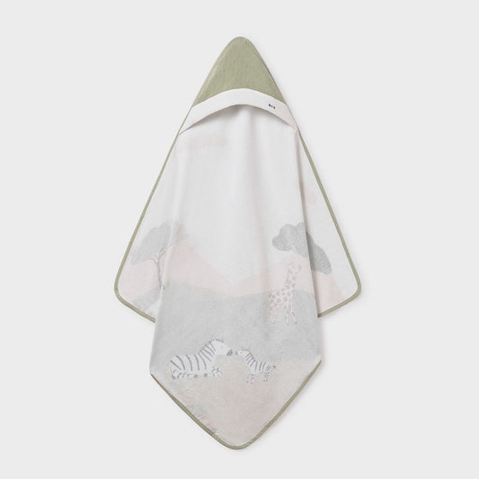 Toalla con capucha 100% algodón para bebé, tipo capa de diseño envolvente con la que podrás secar y abrigar a tu bebé, con diseños divertidos, gran suavidad al contacto con la piel - Mayoral