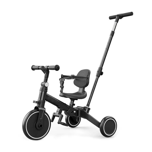 Triciclo 5 en 1 con manija de control parental, ajustes de posición, pedal extraíble, respaldo ajustable, cinturón de seguridad en tres puntos, en material resistente - Maxibaby