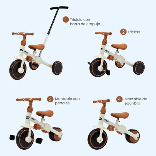Triciclo paseador 4 en 1 Cosmos para niño, con manillar de empuje ajustable, resistente y fácil de transportar - Priori