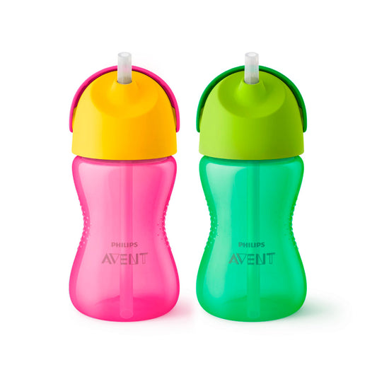 Vaso pitillo de 10oz para bebé +12m, con tapa que protege el pitillo de quiebres, suciedad o perdida, diseño en piezas de fácil montado para facilitar su limpieza- Philips Avent