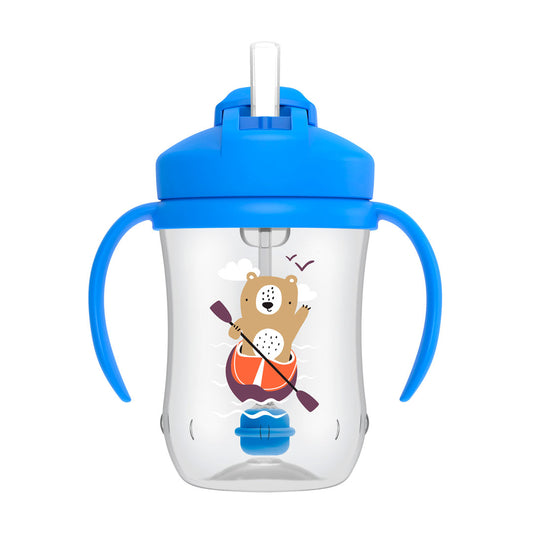 Vaso de 270 ml con agarraderas y pitillo para bebé, a prueba de derrames, protector para el pitillo, fácil de limpiar, 100% libre de BPA, hecho en material resistente - Dr Brown's