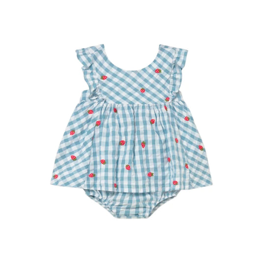 Vestido con bolero estampado a cuadros con fresas - Mayoral