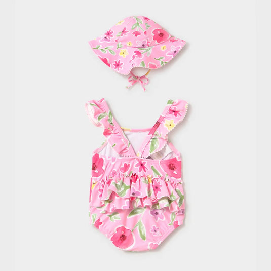 Vestido de baño estampado flores con gorro a juego - Mayoral