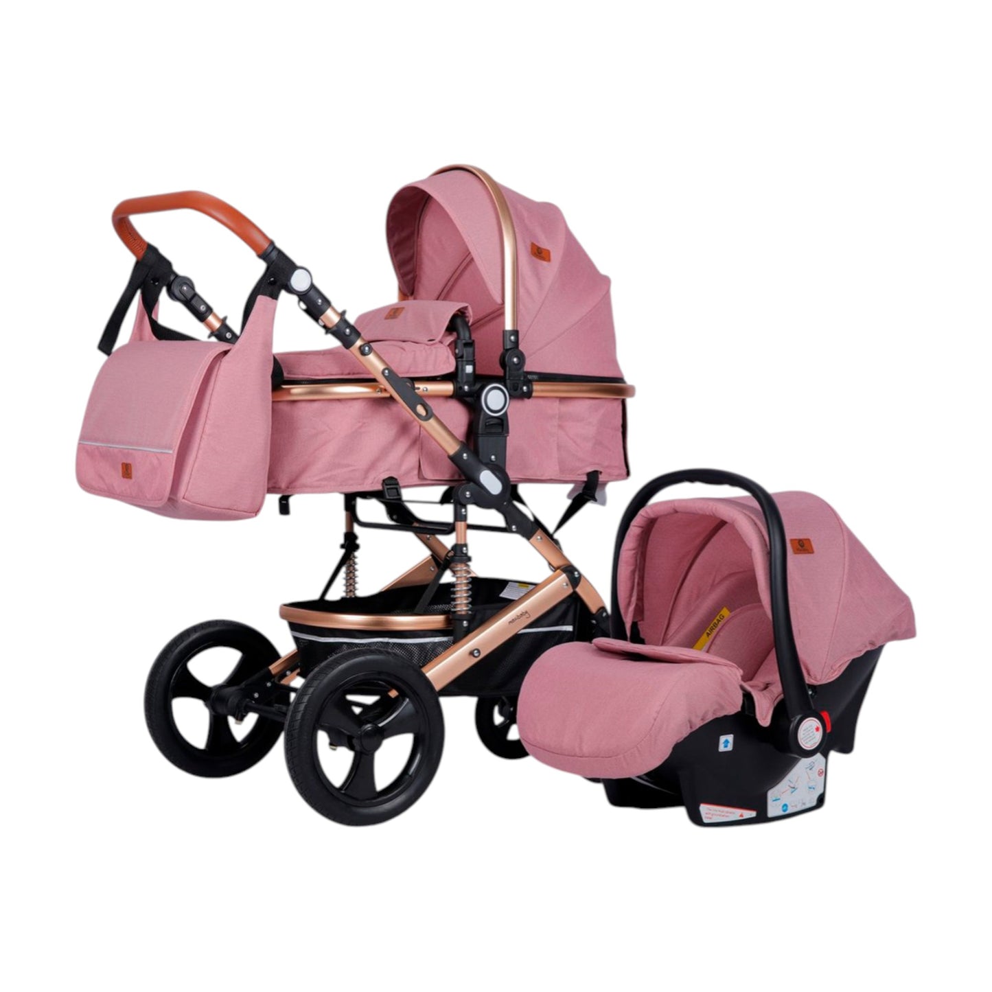 Coche para bebé tipo moisés europeo 3en1 con portabebés, pañalera y múltiples funciones - Maxibaby