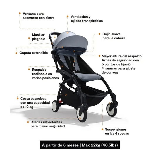 Coche de paseo Stokke YOYO3 desde los 6 meses, ultraligero y plegable en un instante, con capota anti-UV y arnés de 5 puntos, hasta los 4 años - Stokke