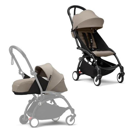Coche de paseo Stokke YOYO3 Combo con moisés para recién nacido + asiento convertible, chasis de aluminio ultraligero y arnés de 5 puntos, desde el nacimiento hasta los 4 años - Stokke
