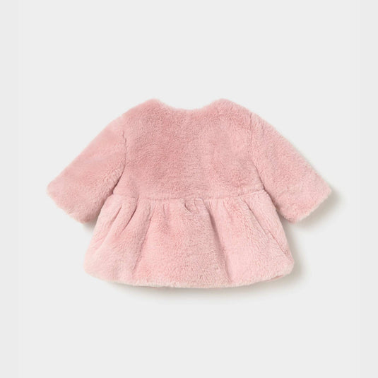 Abrigo de pelo sintético con cierre de botones para recién nacida, color Rosa baby - Mayoral