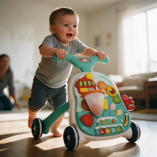 Caminador multifunción para bebé 2 en 1, andador con mesa de actividades y música