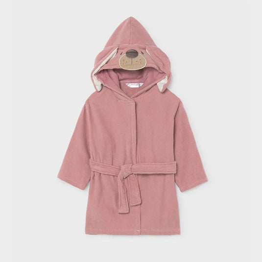 Bata de baño con capucha de osito color cipria para bebé - Mayoral