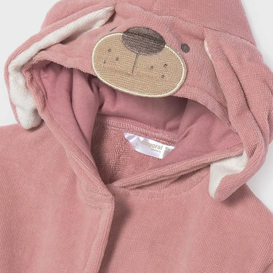 Bata de baño con capucha de osito color cipria para bebé - Mayoral