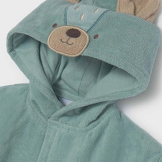 Bata de baño con capucha de osito color mineral para bebé - Mayoral