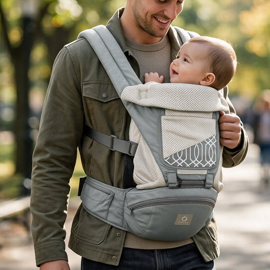 Portabebé ergonómico canguro con apoyo de cadera y lumbar, 6 posiciones de uso, 0-24 meses
