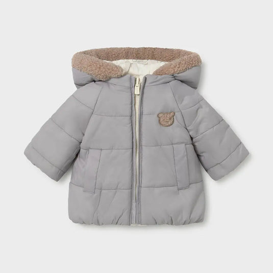 Chaquetón acolchado reversible para recién nacido, con capucha desmontable y bordado de osito - Mayoral