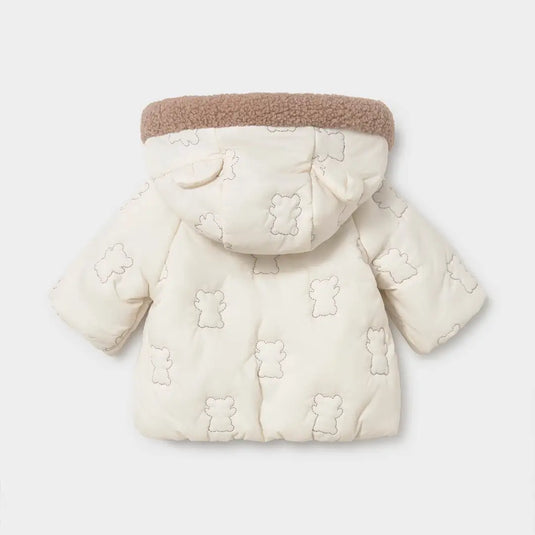 Chaquetón acolchado reversible para recién nacido, con capucha desmontable y bordado de osito - Mayoral