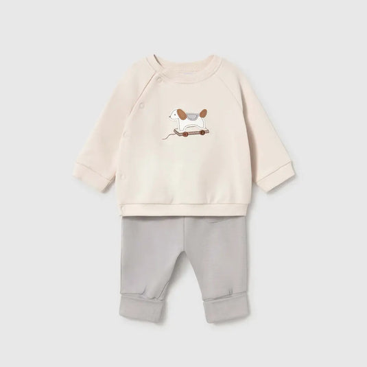 Conjunto 4pz buzos bordados y pantalones a juego Niebla - Mayoral