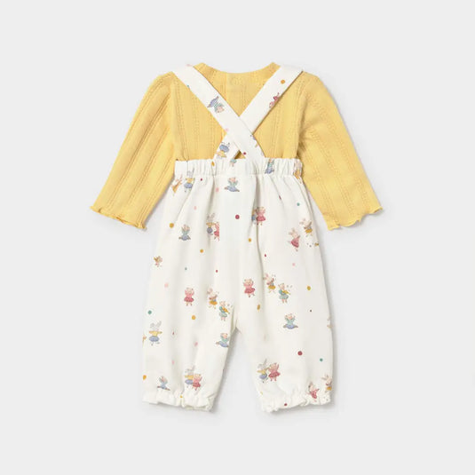 Conjunto overall estampado y camiseta para recién nacida - Mayoral