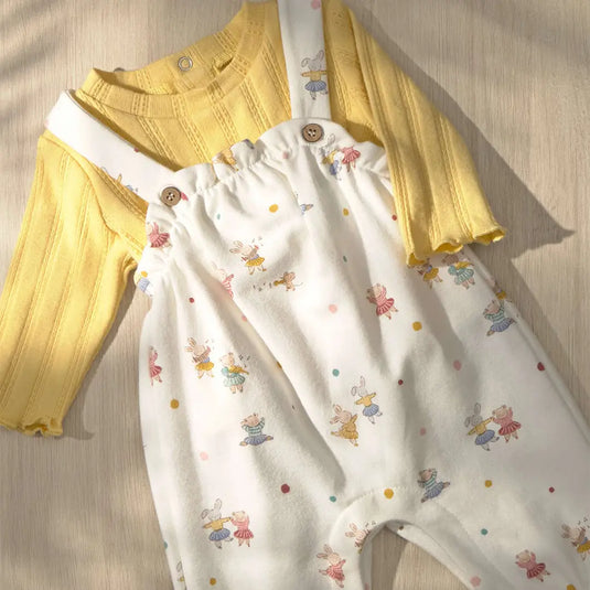 Conjunto overall estampado y camiseta para recién nacida - Mayoral