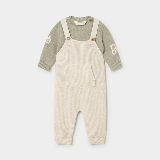 Conjunto 2pz overall tejido con bolsillo y buzo bordado de tractores Laurel Vigoré - Mayoral