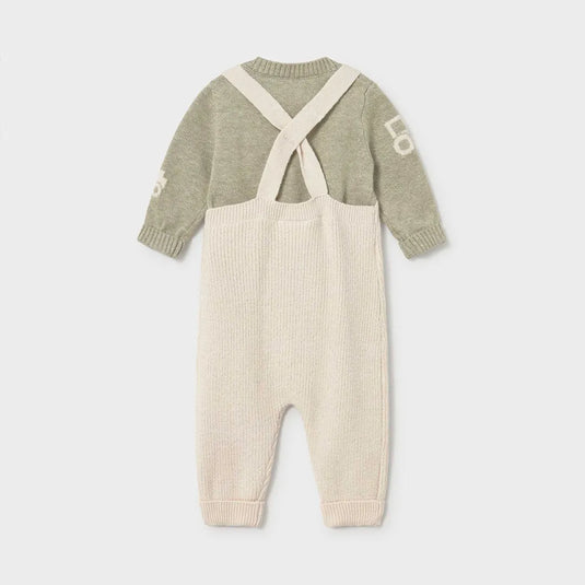 Conjunto 2pz overall tejido con bolsillo y buzo bordado de tractores Laurel Vigoré - Mayoral