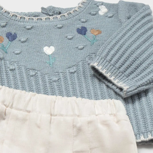 Conjunto buzo tejido y pantalón de pana para recién nacida - Mayoral