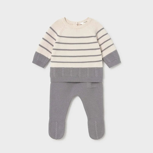 Conjunto 2pz buzo rayas y pantalón con pie Ceniza - Mayoral