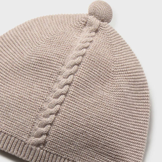 Conjunto 3pz buzo tejido trenzado, pantalón con pie y gorro Moca Vigoré - Mayoral