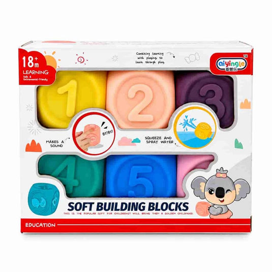 Cubos suaves Montessori con números, sonido y juego de agua para bebé